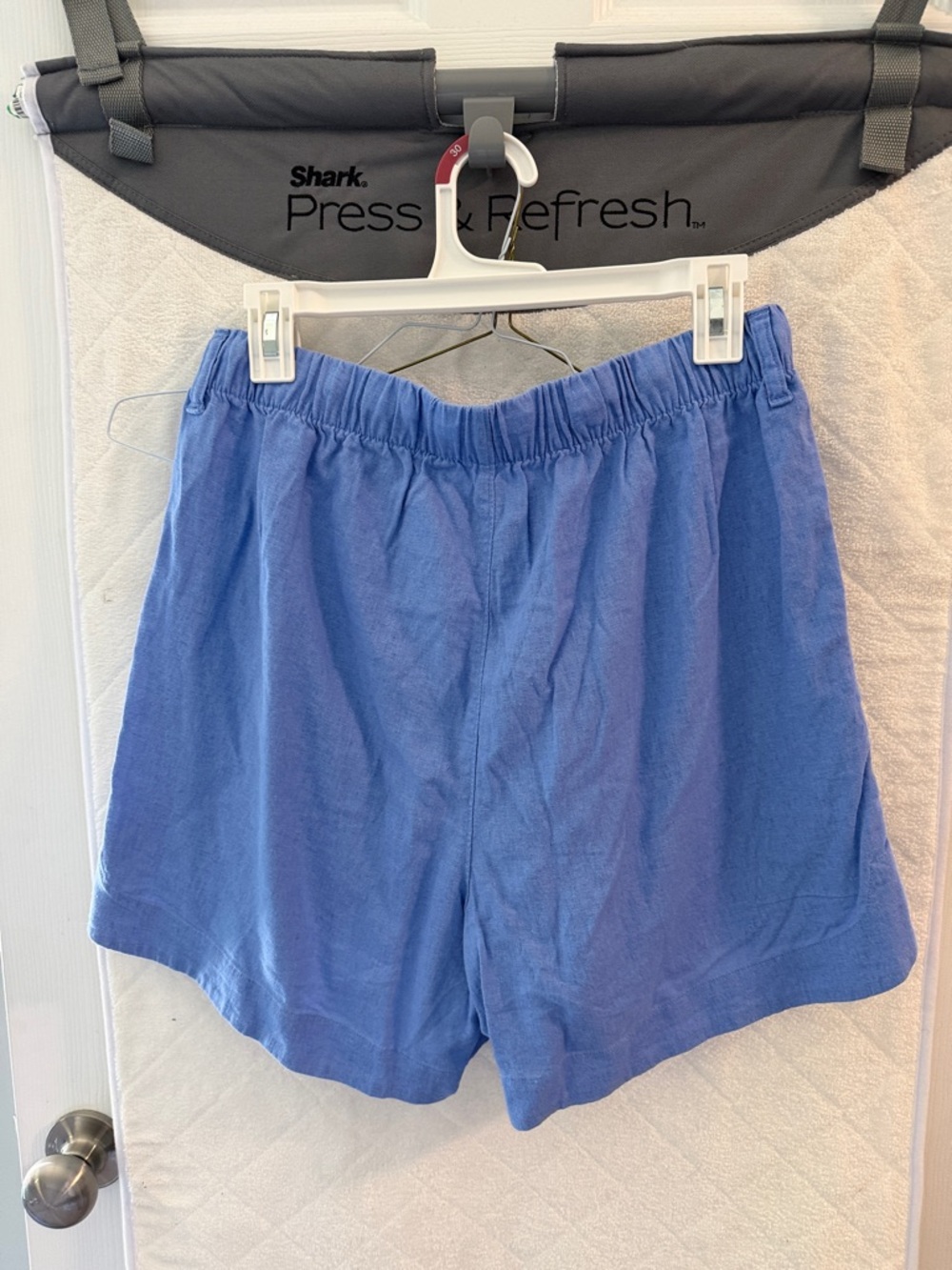 Universal Thread Blue Relaxed Linen Button-Up Shirt with Matching Shorts Set - Picture 3 of 4